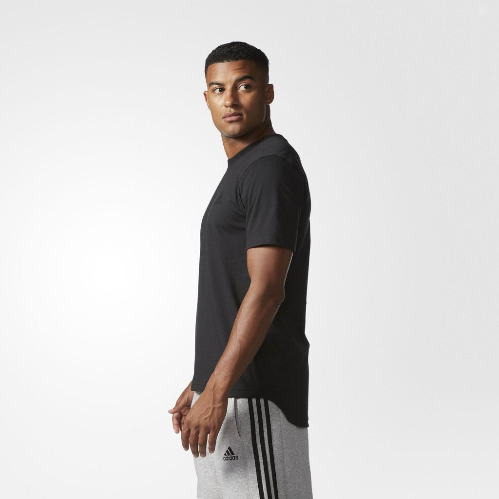 ADIDAS ATHLETICS ESSENTIALS DROPTAIL 3-STRIPES TEE BLACK BQ1543