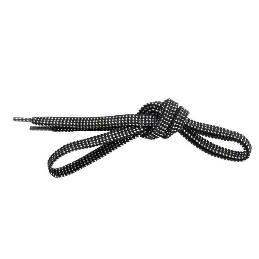 SHOE LACES BLACK / SILVER FLAT MADE IN JAPAN